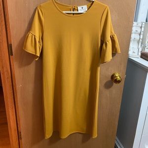 💛Mustard Ruffle Sleeve Dress Betsey’s Boutique